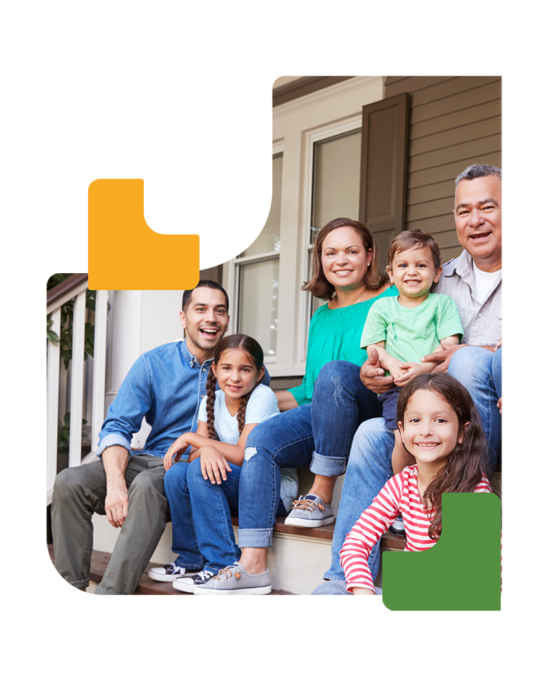 Full family with grandfather and grandchildren