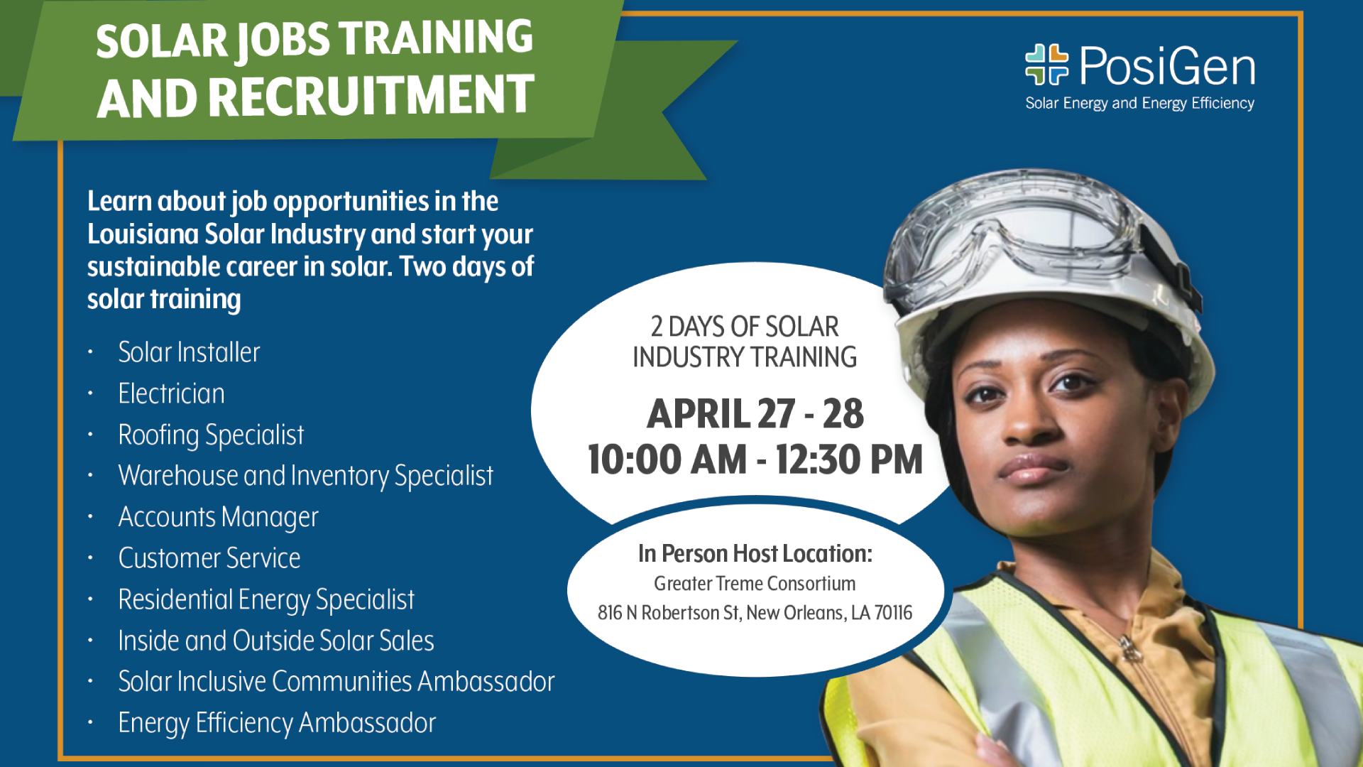 Solar For All Louisiana Jobs Training And Recruitment - PosiGen Solar